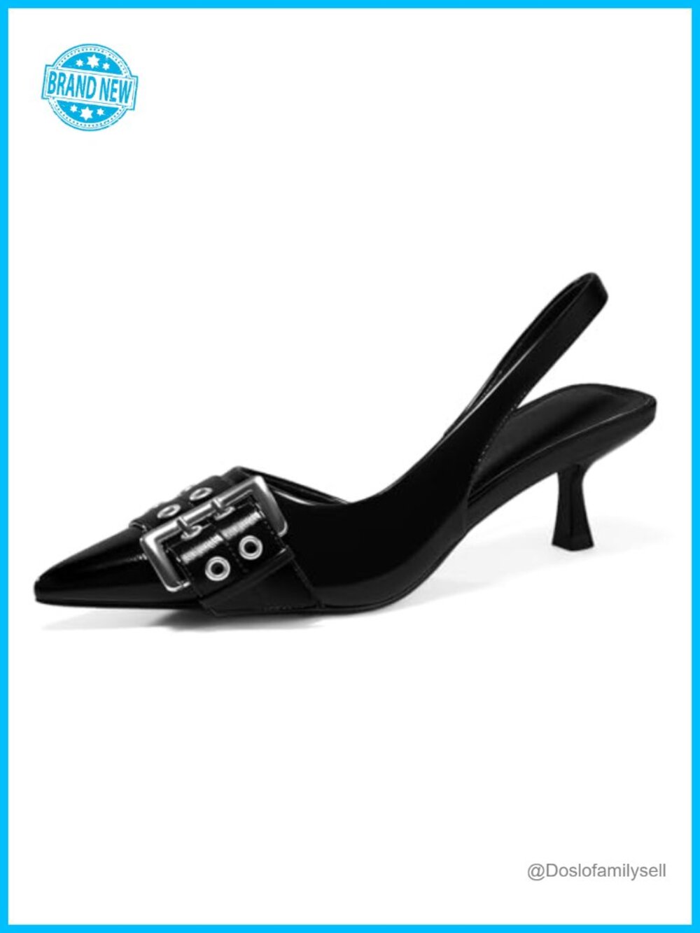 PiePieBuy Womens Slingback Kitten Low Heels Closed Pointed Toe Pumps D'Orsay